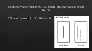 Conformity and Obedience: How Social Influence Creates Social
Norms
Solomon Asch (1955) Research
 