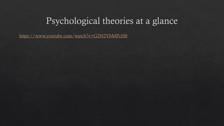 Psychological theories at a glance
https://www.youtube.com/watch?v=G2N2VbMPcH8
 