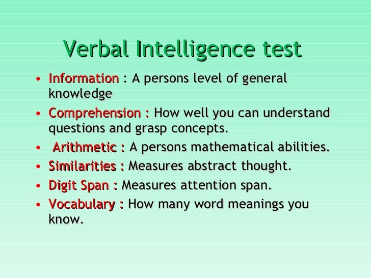 View Types Of Verbal Intelligence Test Images