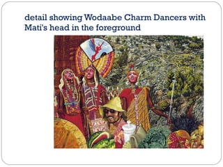 detail showing Wodaabe Charm Dancers with Mati's head in the foreground 