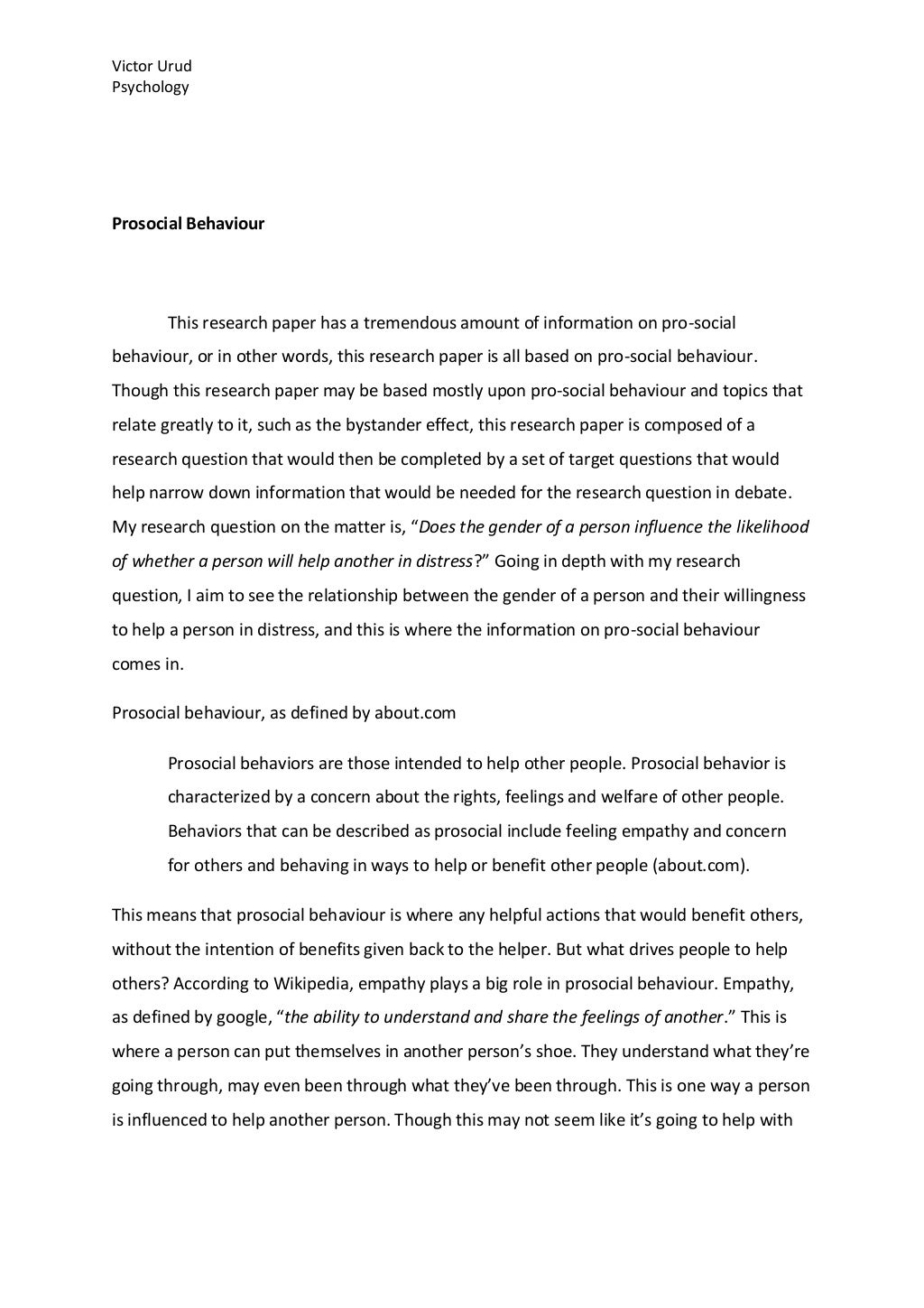 research paper on social behavior