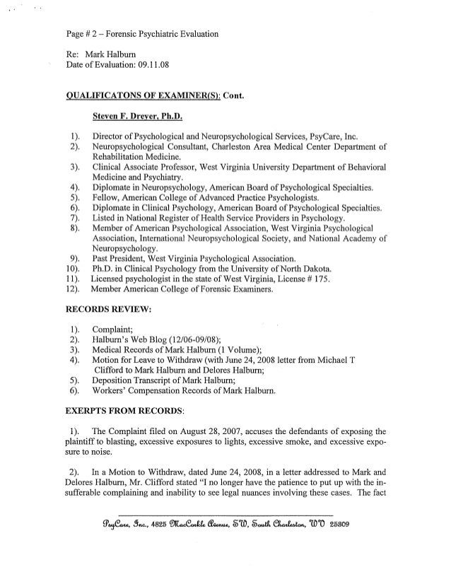 Forensic Psychiatric Mental Evaluation Mark Vance Halburn 07c198