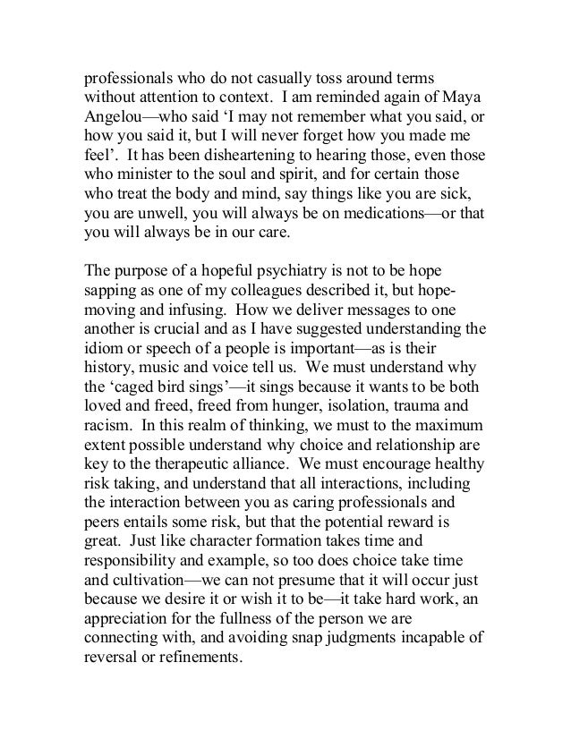 Psychiatric residents speech