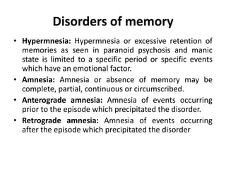 Hypernesia Psychiatric terminologies | PPTX