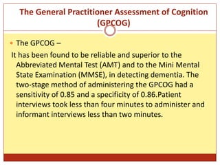Psychiatry assessment for physiotherapist | PPTX