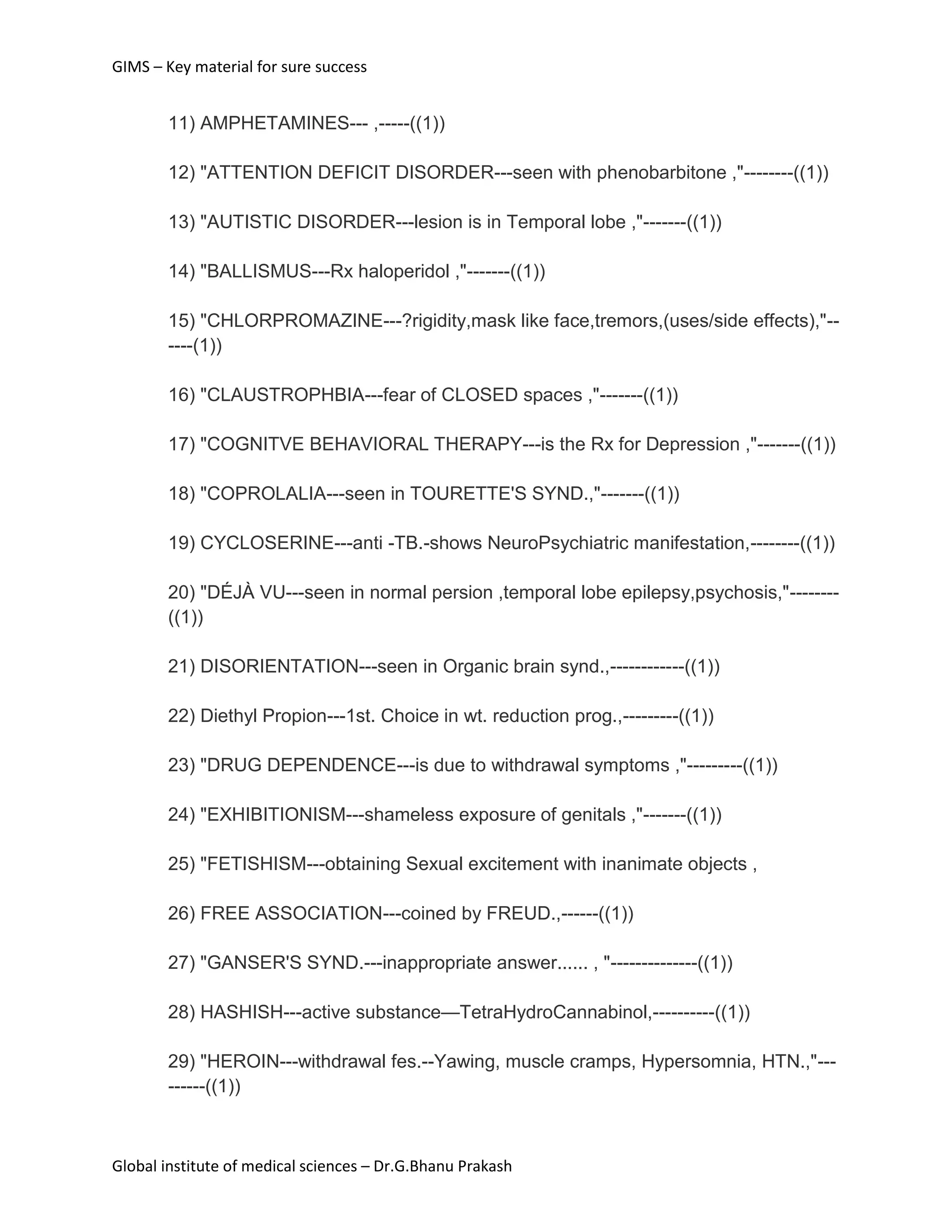 Psychiatry high yield | PDF