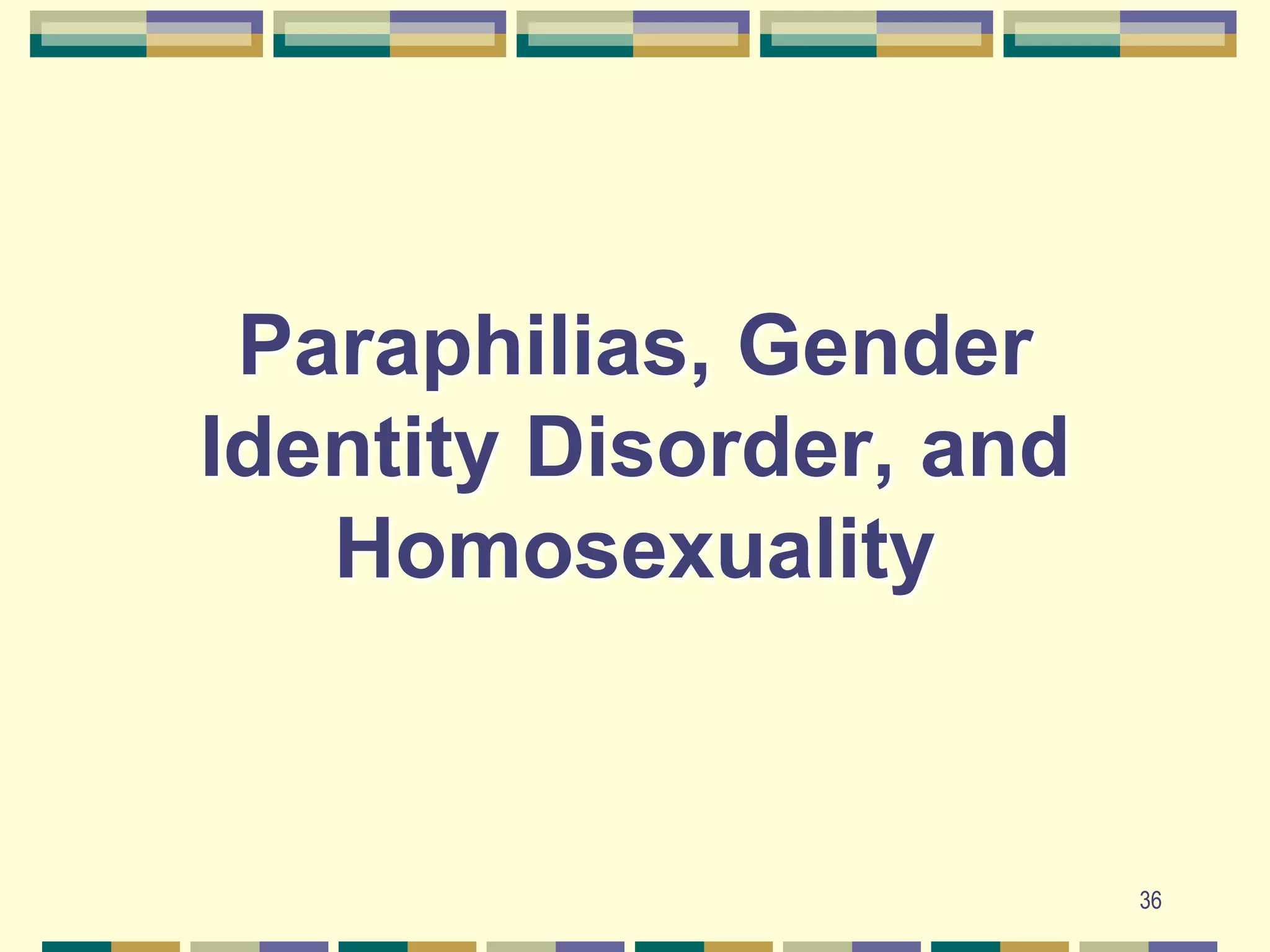 Paraphilias, Gender Identity Disorder, and Homosexuality36