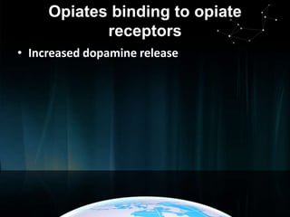 Opiates binding to opiate
receptors
• Increased dopamine release

 