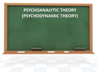 PSYCHOANALYTIC THEORY
(PSYCHODYNAMIC THEORY)
 