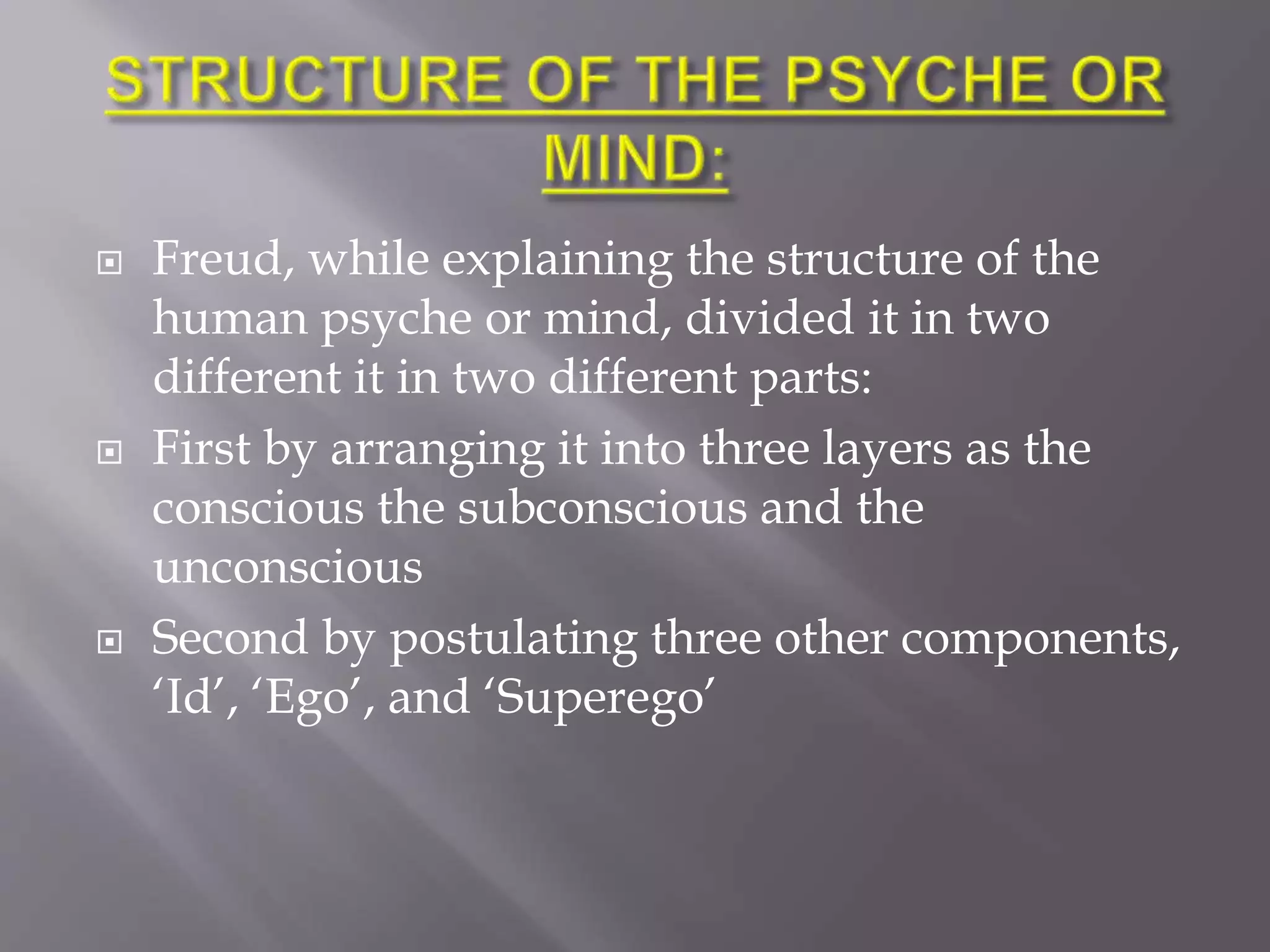 PSYCHOANALYSIS THEORY BY SIGMUND FREUD | PPTX