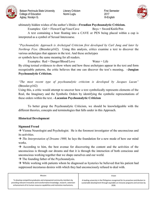 Psychoanalytic handout | PDF