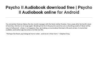 Psycho 2 Download Psycho 2 Download