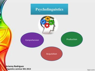 Psycholinguistics

Production

Comprehension

Acquisition

Arianny Rodriguez
Linguistics seminar 001-2013

 