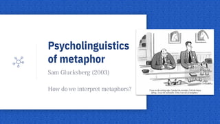 Psycholinguistics
of metaphor
Sam Glucksberg (2003)
How do we interpret metaphors?
 