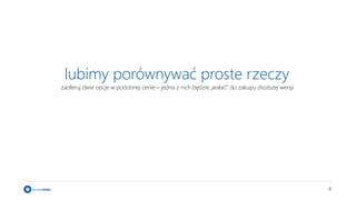 8
lubimy porównywać proste rzeczy
zaoferuj dwie opcje w podobnej cenie – jedna z nich będzie „wabić” do zakupu droższej wersji
 