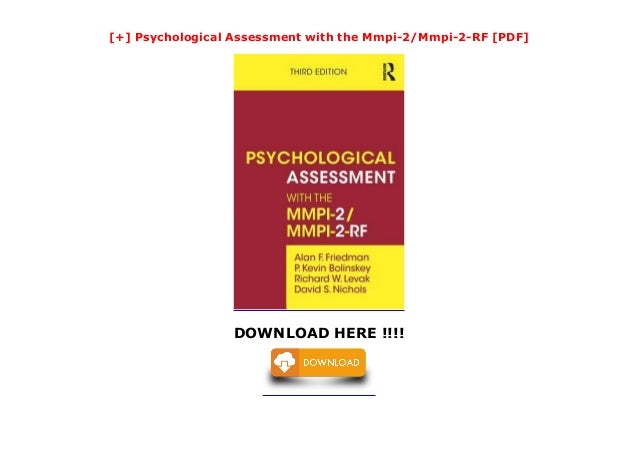 Psychological Assessment With The Mmpi 2 Mmpi 2 Rf Pdf