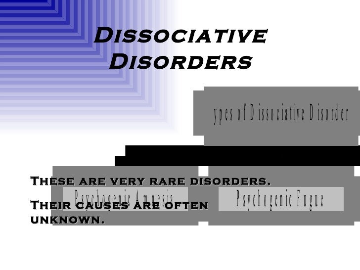 a description and symptoms of the rare psychiatric disorder dissociative fugue Dissociative disorders usually develop as a reaction to trauma and help keep difficult memories at bay symptoms — ranging from amnesia to alternate identities — depend in part on the type of dissociative disorder you have. a description and symptoms of the rare psychiatric disorder dissociative fugue Dissociative disorders usually develop as a reaction to trauma and help keep difficult memories at bay symptoms — ranging from amnesia to alternate identities — depend in part on the type of dissociative disorder you have.