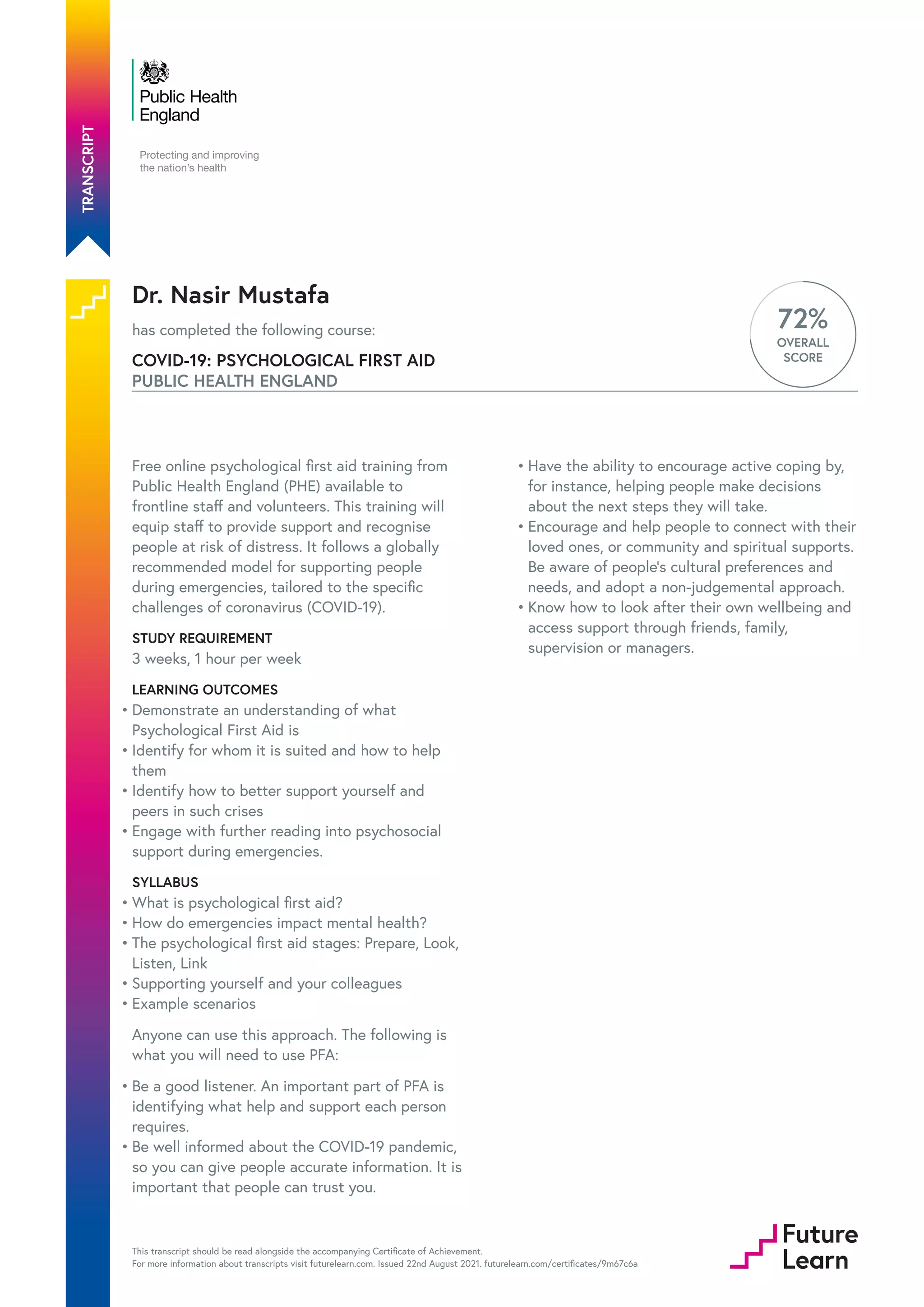 COVID-19: PSYCHOLOGICAL FIRST AID | PDF