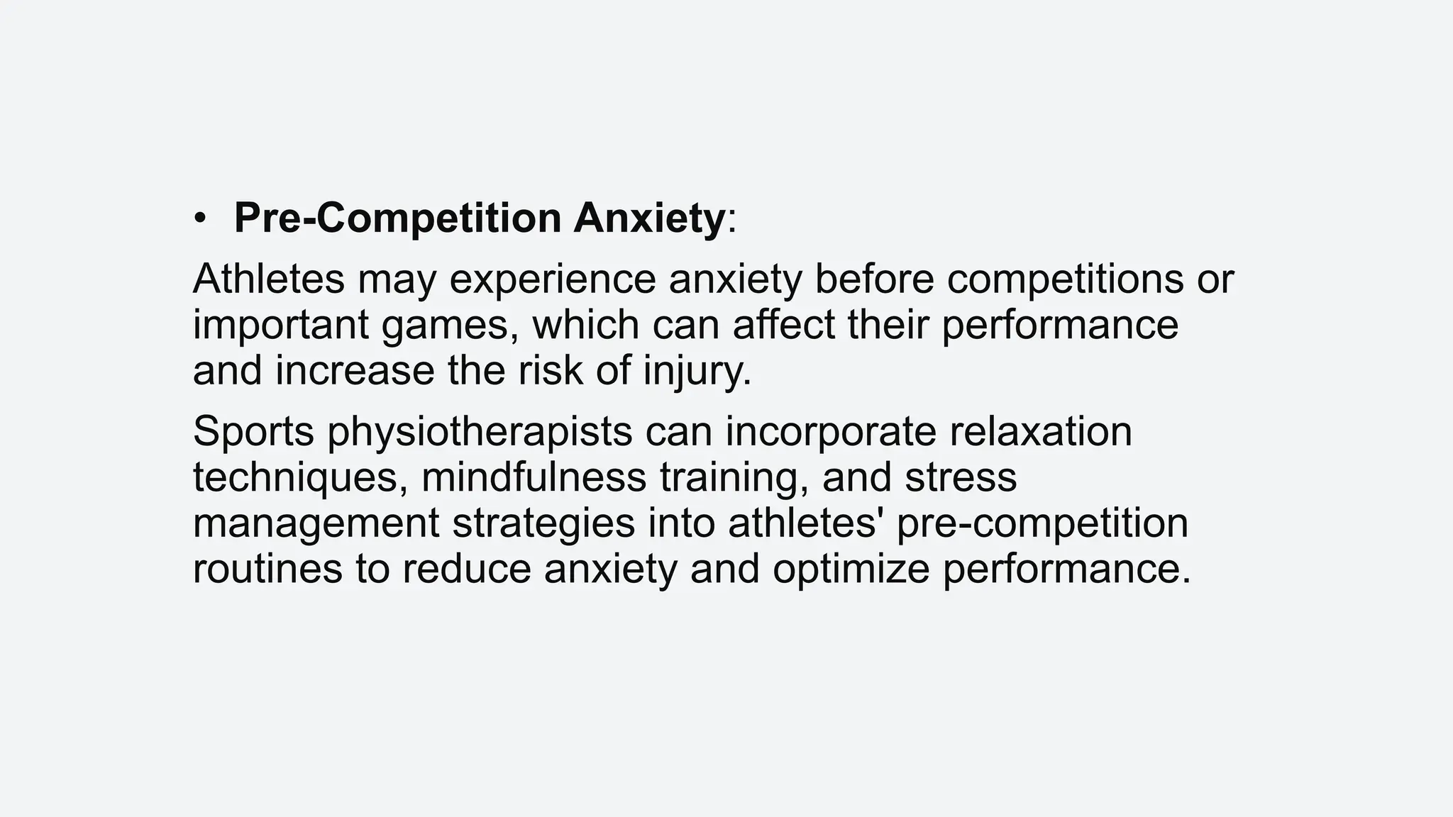 Pre Competition Routines Examples Psychological aspects of Pain, Anxiety, Stress, Motivation I Sports ...