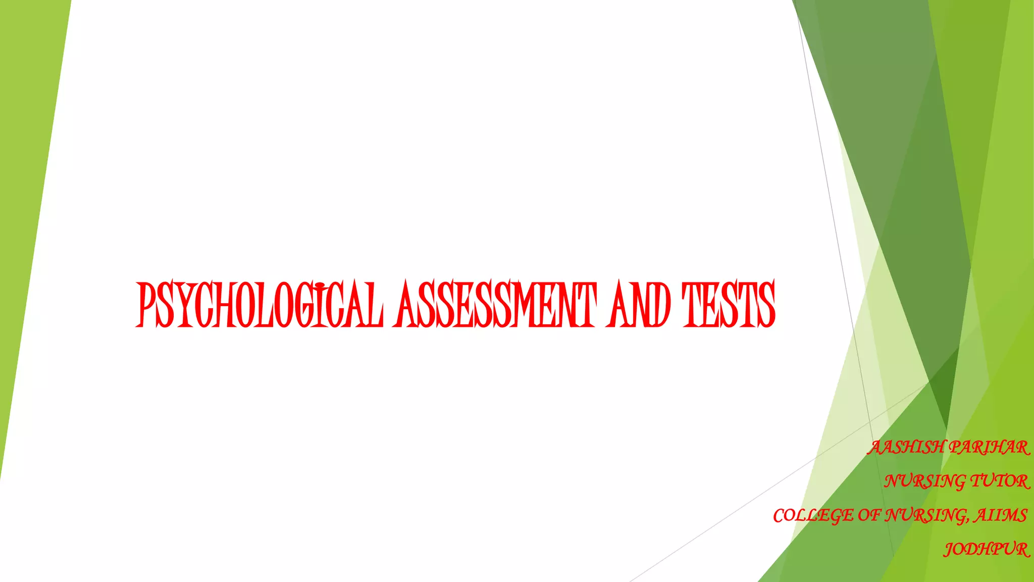 Psychological assessment and test | PPTX | Standardized Testing ...