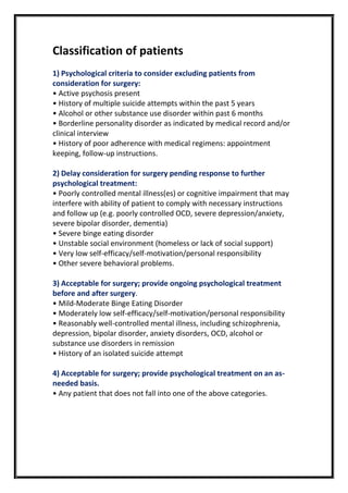 Psychological assessment of patients undergoing bariatric surgeries | PDF