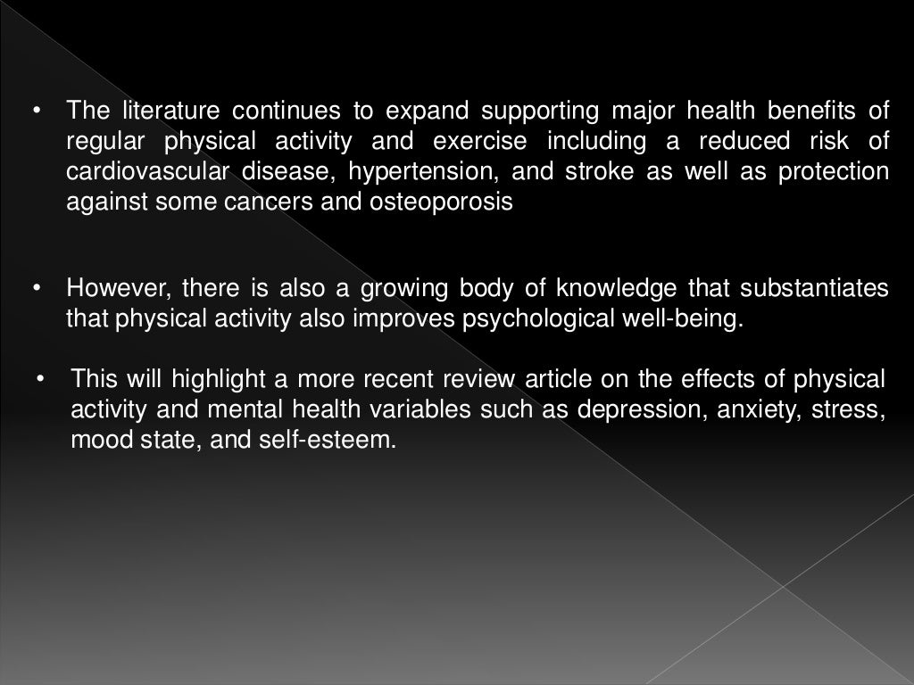Psychological benefits of exercise