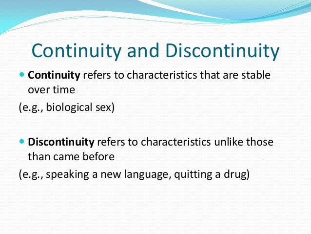 what is discontinuity in psychology