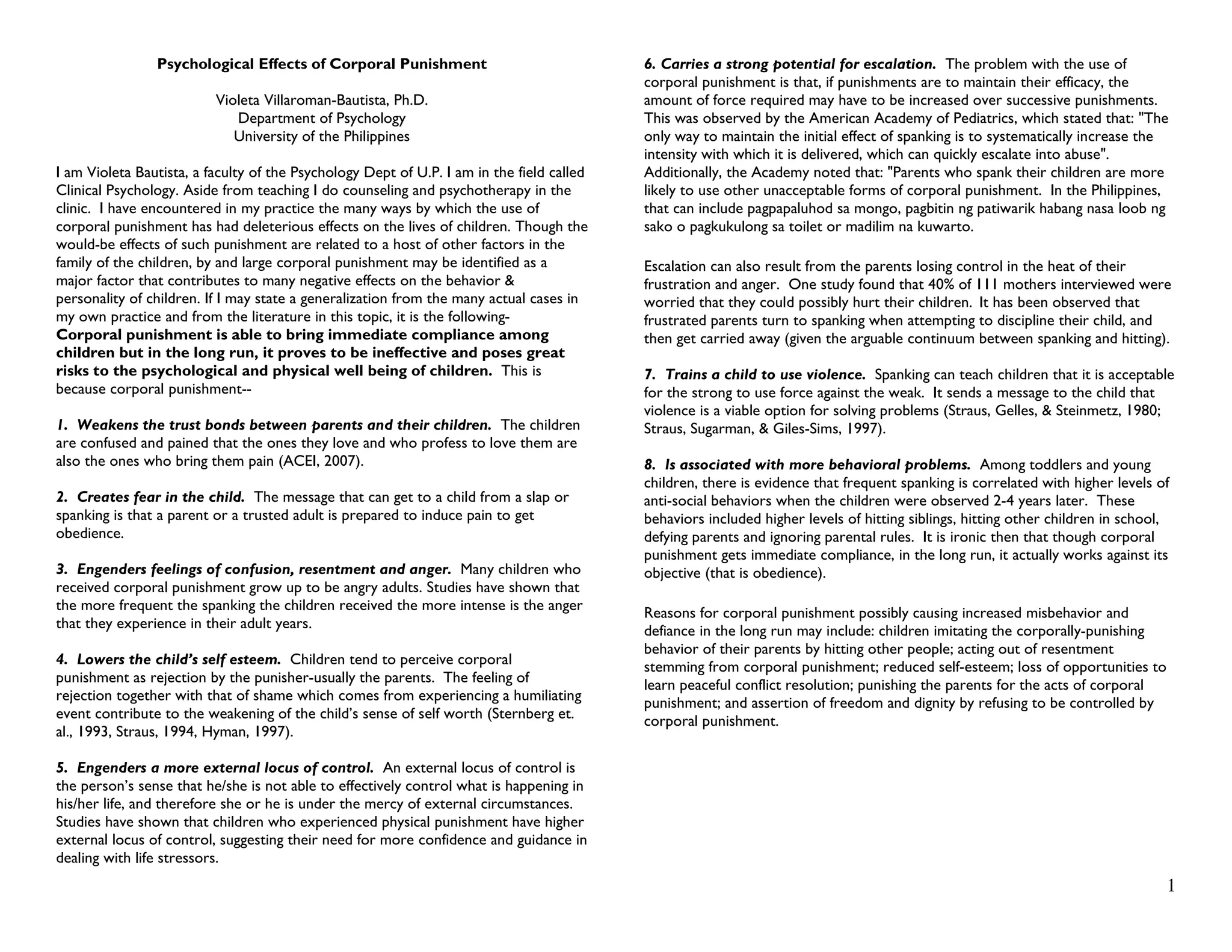 Psychological Effects Of Corporal Punishment Manuscript3 | PDF