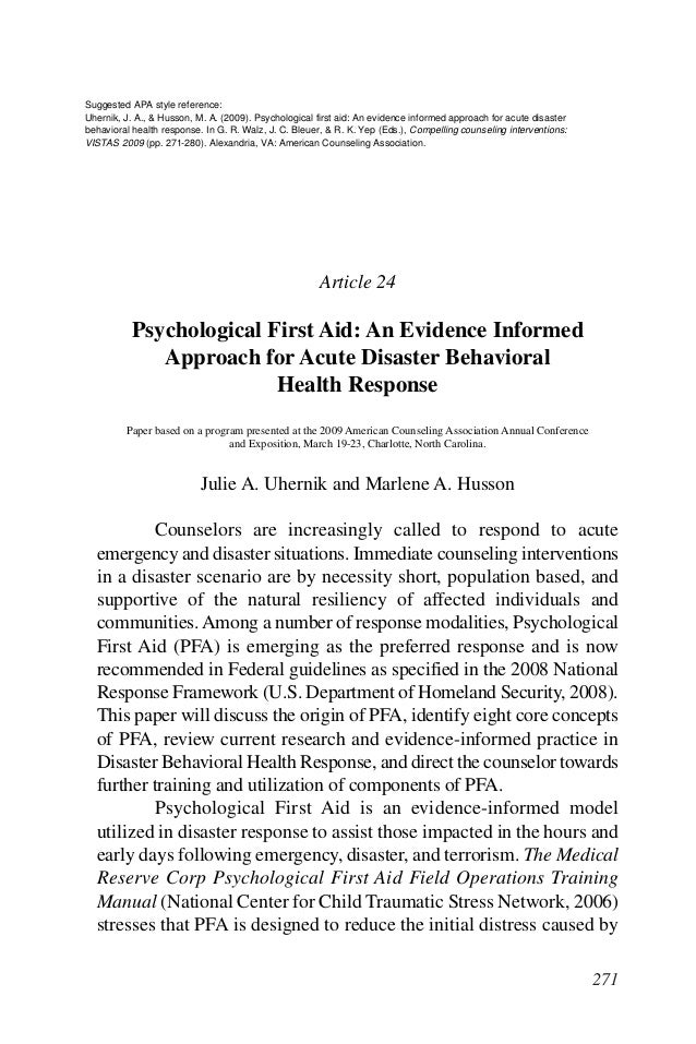 Psychological first aid1