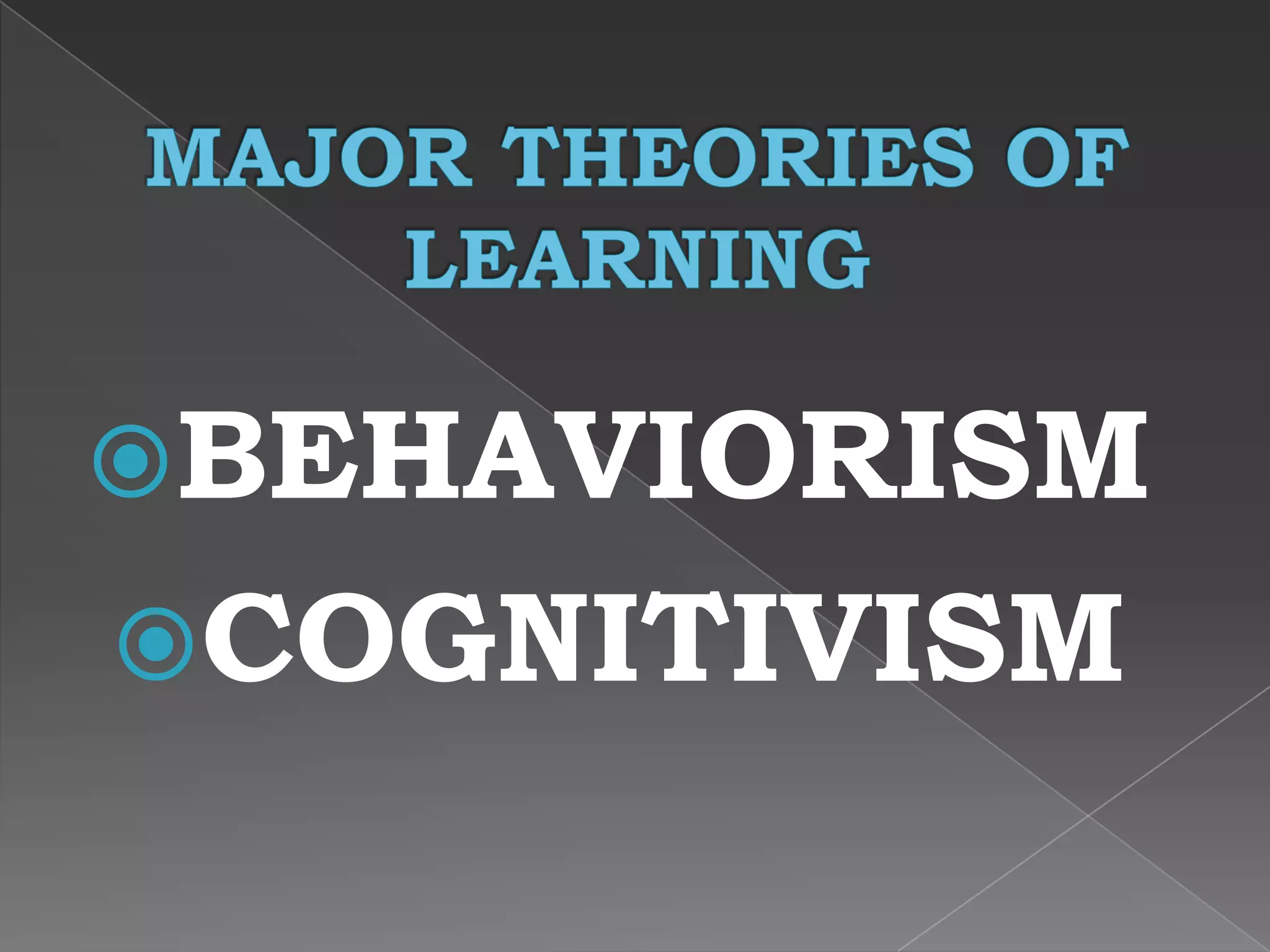 BEHAVIORISM
COGNITIVISM
 