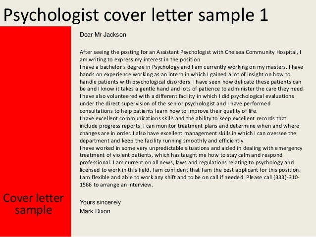 Counseling psychologist cover letter example