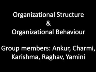 Organizational Structure &Organizational Behaviour Group members: Ankur, Charmi, Karishma, Raghav, Yamini 