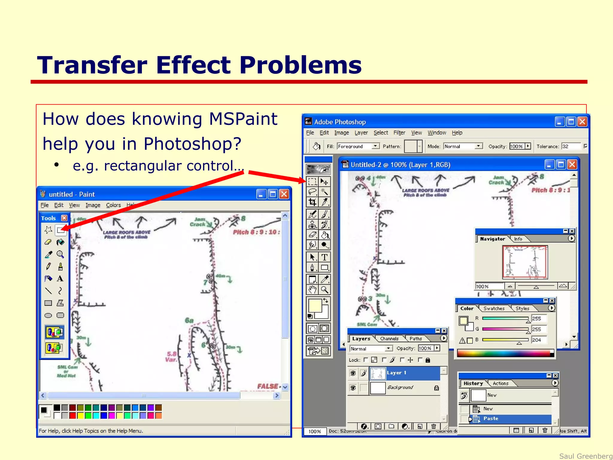 Transfer Effect Problems How does knowing MSPaint help you in Photoshop? e.g. rectangular control… 