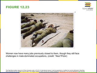 This OpenStax ancillary resource is © Rice University under a CC-BY 4.0 International license; it may be reproduced or modified but must be attributed to OpenStax,
Rice University and any changes must be noted. Any images credited to other sources are similarly available for reproduction, but must be attributed to their sources.
Women now have many jobs previously closed to them, though they still face
challenges in male-dominated occupations. (credit: "Alex"/Flickr)
FIGURE 12.23
 