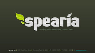 [object Object],Spearia, Inc   |   3934 West River Drive  |   Comstock Park, MI 49321   |   P:  616.301.1037  |   F: 616.301.0904  |   W:  www.spearia.com 