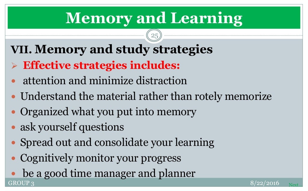 Memory and Learning Psychology slides