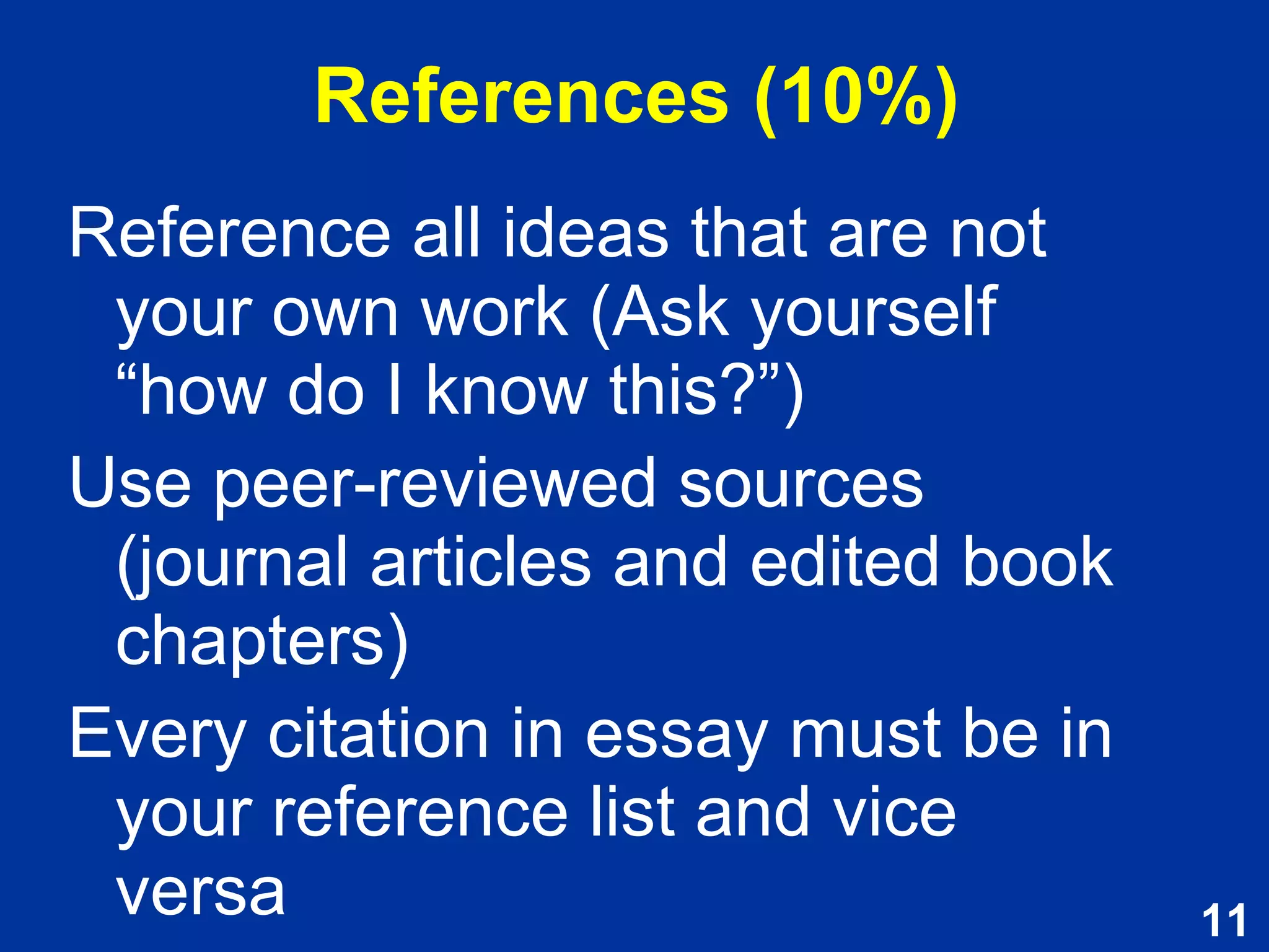 Weaker abstracts tended to say what the essay would cover, without actually summarising the content 