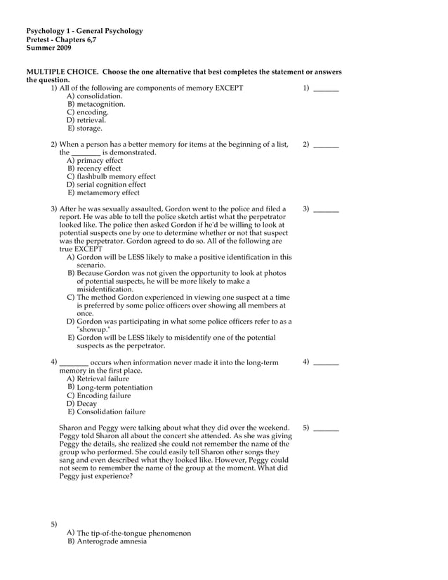 Psychology Pretest 6 7 PDF psychology-pretest-6-7-pdf