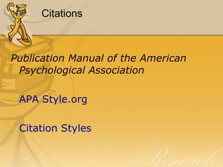 Citations Publication Manual of the American Psychological Association APA  Style.org Citation Styles 