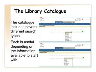 The Library CatalogueThe library catalogue lists all the material    (books, journals etc.) held in all the Middlesex University libraries.                   	You may borrow from any campus          library or, using the catalogue, you             may request books from another             campus to be sent here for you to         collect.http://library.mdx.ac.uk