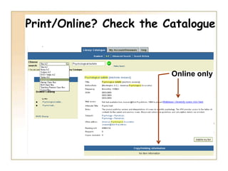 Print Journals are arranged:-             Alphabetically by the exact title of the journal.             Within each title, journals are arranged:overall by date : volume number : part/issue number The vast majority of our journals are 	now provided electronically and    accessed through the Library Catalogue	Print journals are located on the    2nd floor in the Law Wing