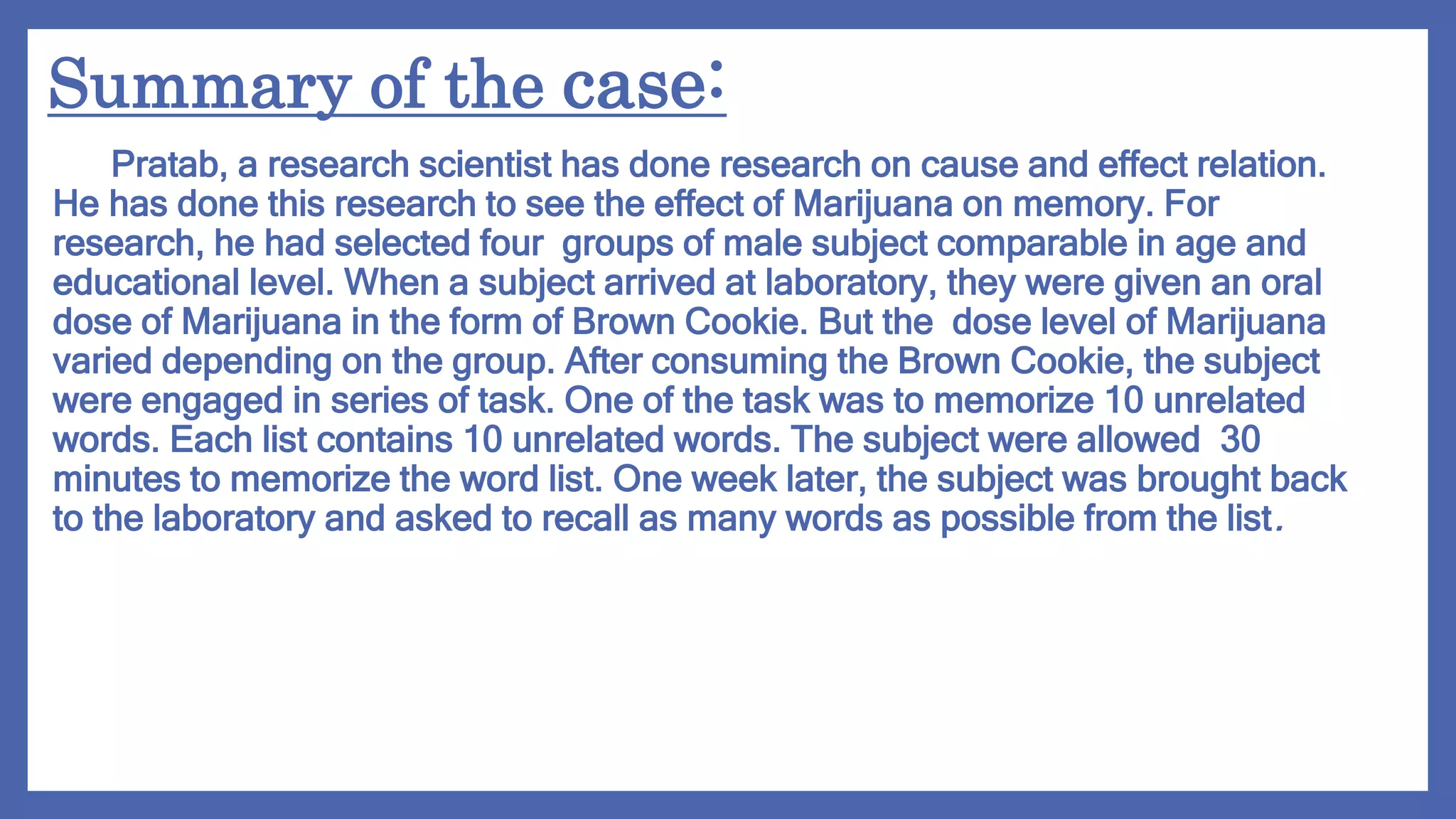PSYCHOLOGY, EXPERIMENTAL METHOD CASE STUDY | PPTX