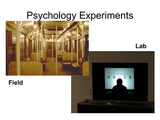 Psychology Experiments
Field
Lab
 