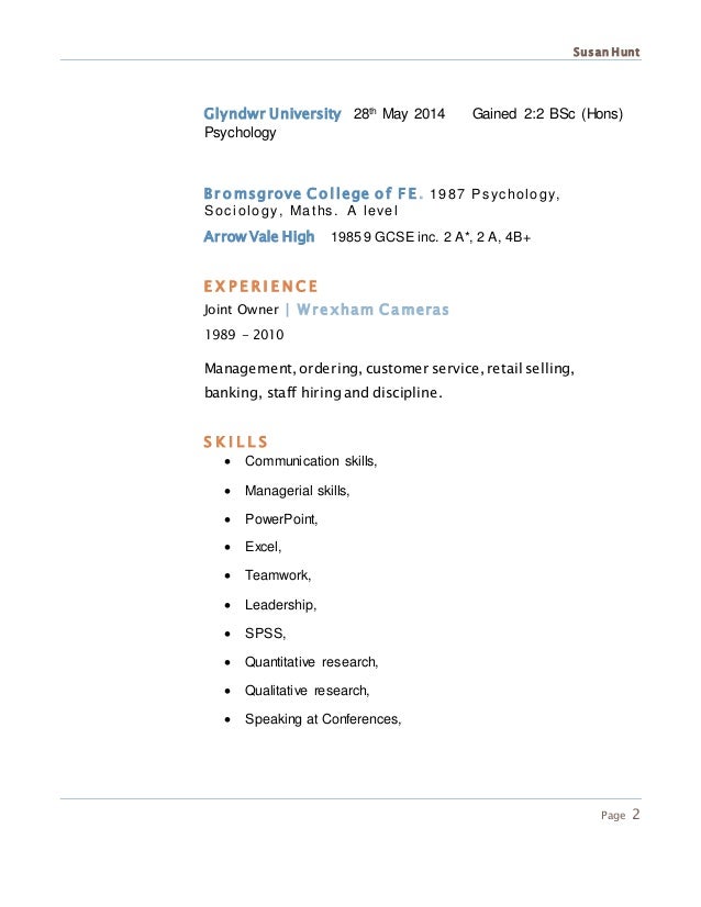 psychology cv
