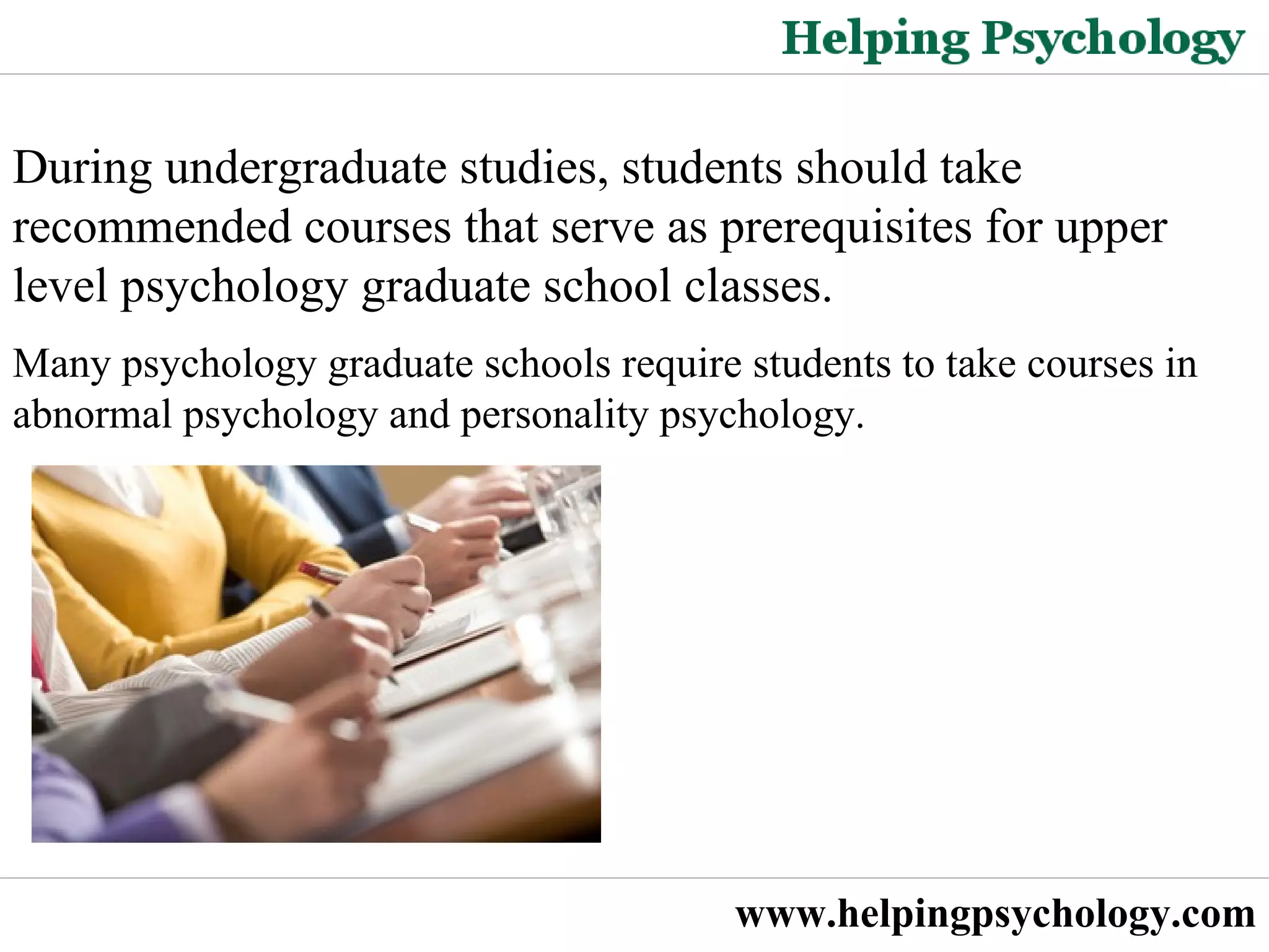 Psychology Graduate School Requirements PPT