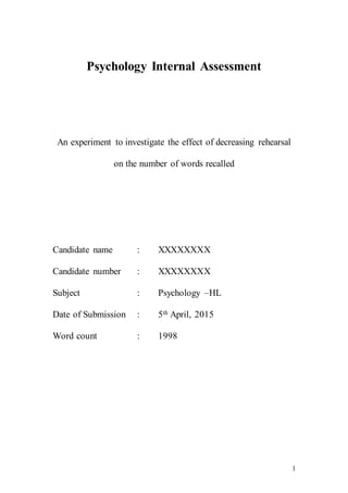 Psychology HL - IA | PDF