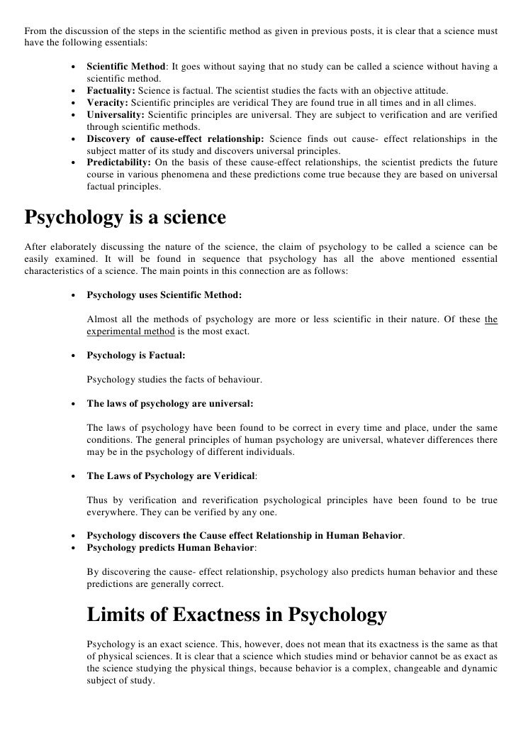 essay on psychology as a science