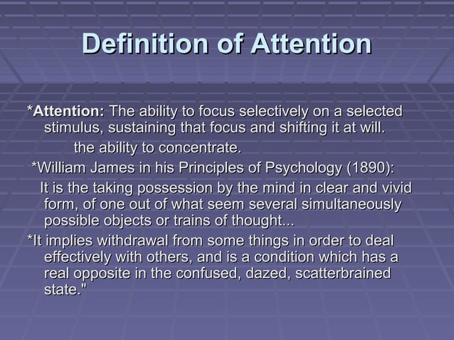 Psychology of attention | PPT | Eye and Vision Conditions | Diseases ...