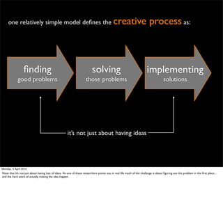 one relatively simple model deﬁnes the                                                  creative process as:



          ...