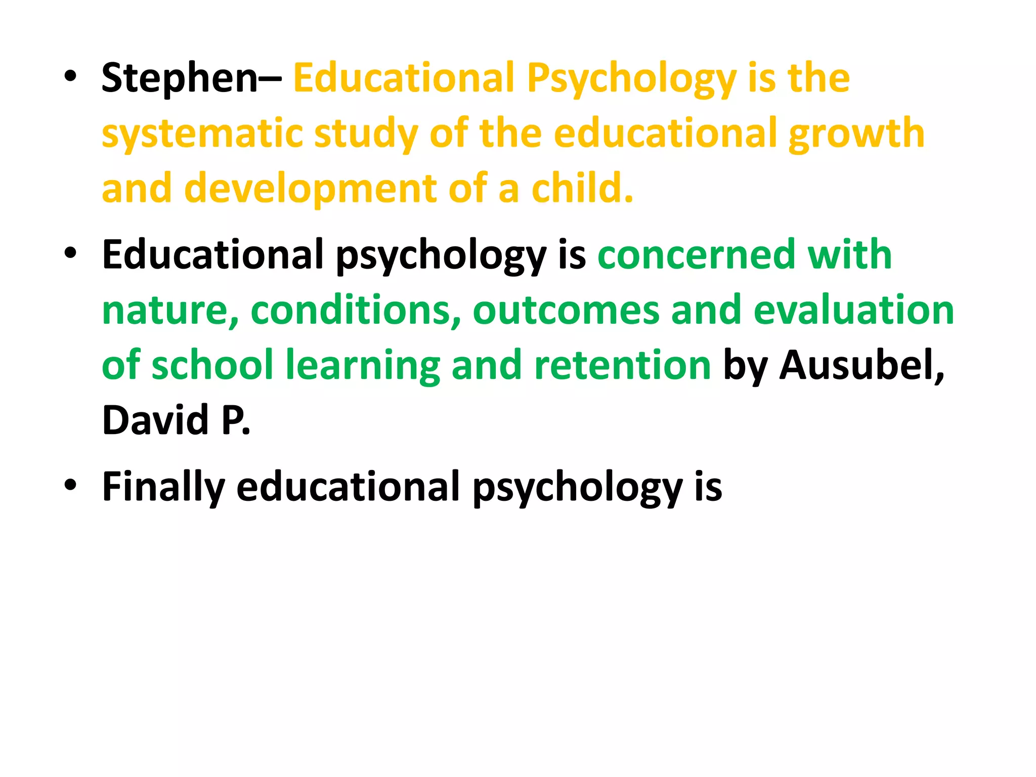 WHAT IS THE MEANING AND CONCEPT OF EDUCATIONAL PSYCHOLOGY visual data 6